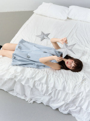 Blue Three-Dimensional Floral Dress