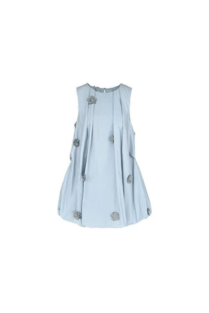 Blue Three-Dimensional Floral Dress
