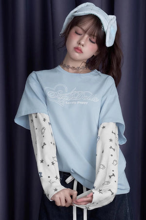 Blue & White Splice T-Shirt
