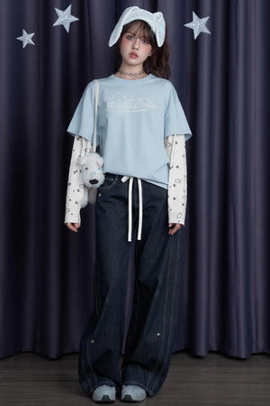 Blue & White Splice T-Shirt