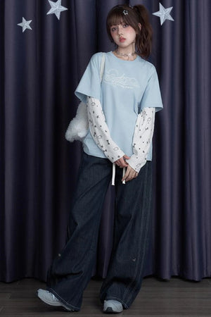Blue & White Splice T-Shirt