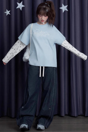 Blue & White Splice T-Shirt