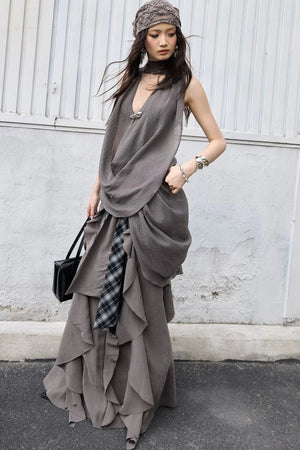 Bohemian Distressed Ruffled Skirt
