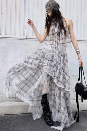 Bohemian Lace Plaid Two-Piece Set-Up