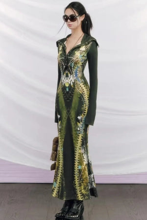 Bone Print Fishtail Dress