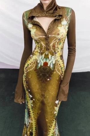 Bone Print Fishtail Dress