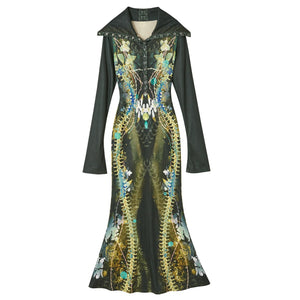 Bone Print Fishtail Dress