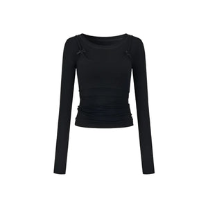 Bow Accent Long Sleeve Tops