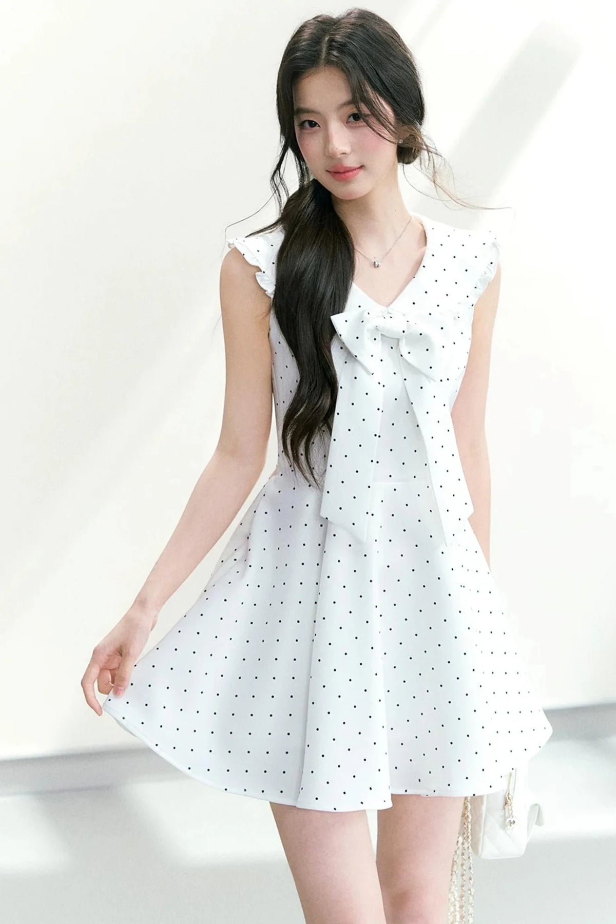 Bow Collar Polka Dot Dress