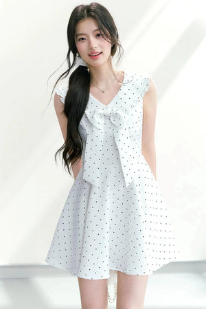 Bow Collar Polka Dot Dress