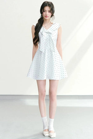 Bow Collar Polka Dot Dress