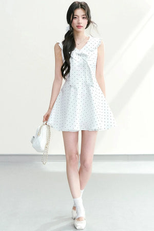 Bow Collar Polka Dot Dress