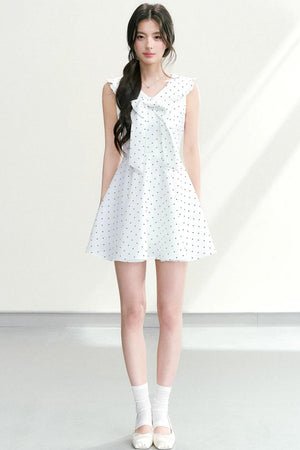 Bow Collar Polka Dot Dress