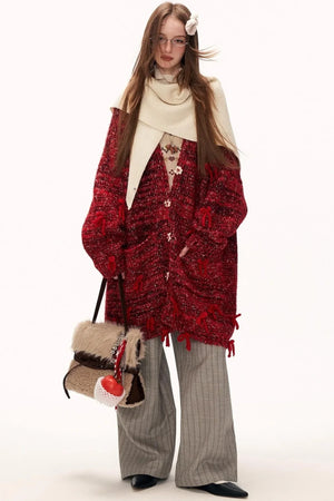 Bow Flower Knit Cardigan