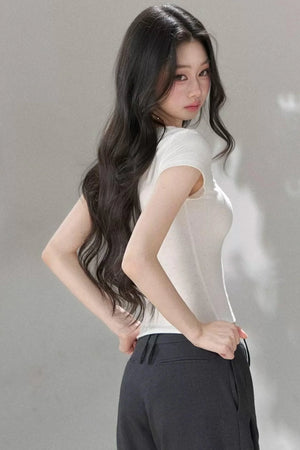 Bow Lace Cutout Short-Sleeve T-Shirt