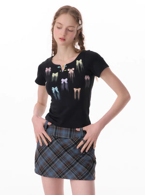 Bow Shoulder Short Sleeve Top