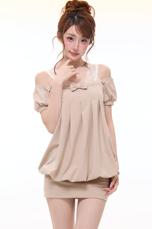 Bow Square-Neck Floral Dress Set-Up