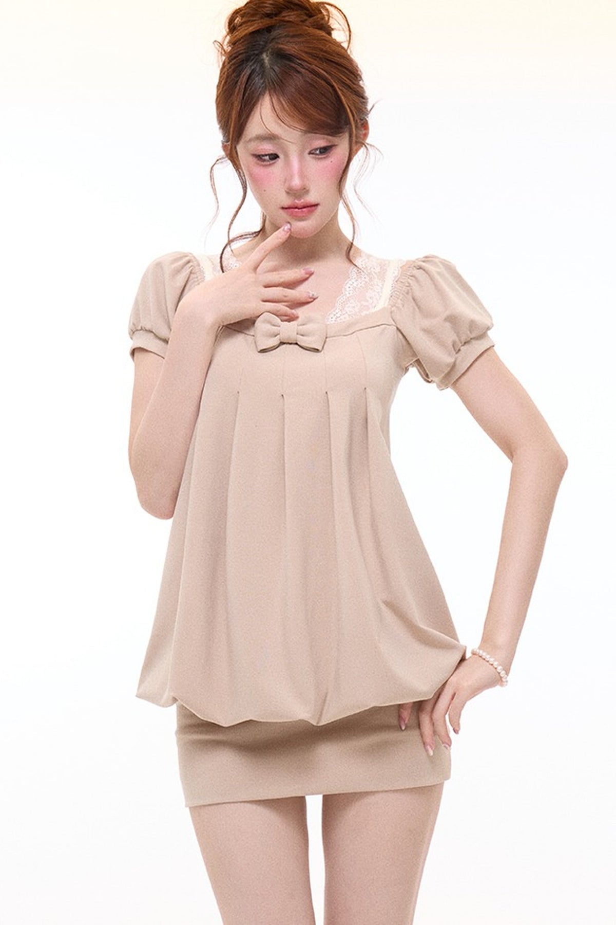Bow Square-Neck Floral Dress Set-Up