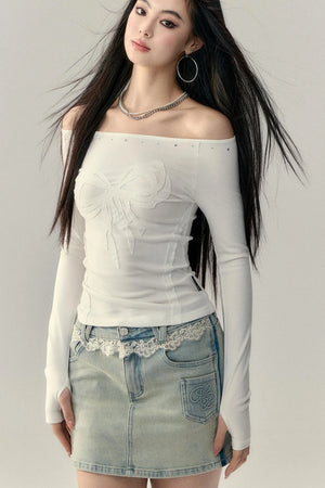 Bow Studded Shoulder Top