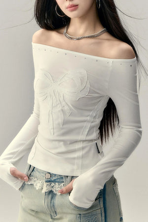 Bow Studded Shoulder Top