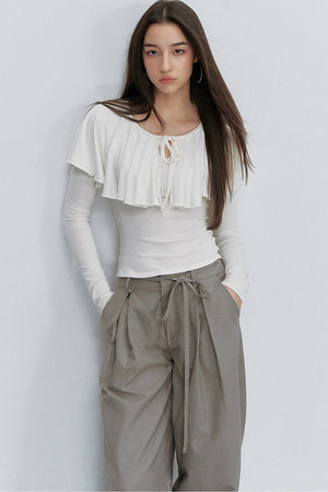 Bow Tie Draped Trousers