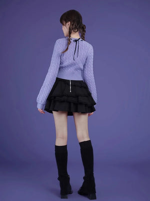 Bow Twist Short Sweater Tops