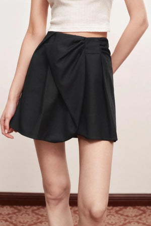 Bow Waistless Wool Blend A-Line Skirt
