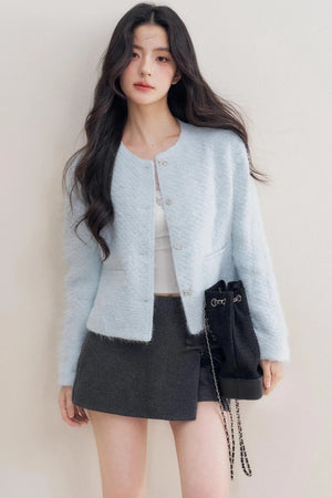 Bow Woolen Hem Skirt