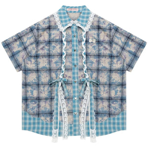 Braided Lace Plaid Blouse