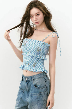 Bright Pleated Lace Camisole