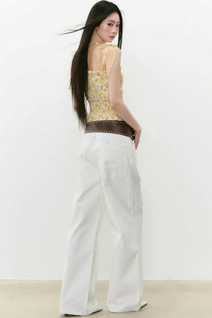 Bright Pleated Lace Camisole