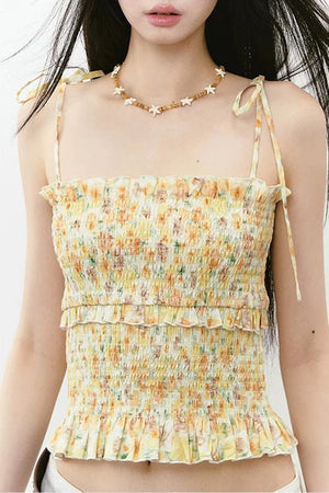 Bright Pleated Lace Camisole