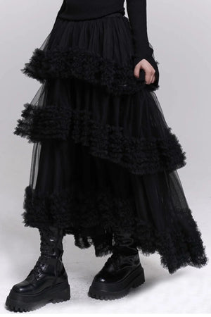 Brown Fluffy Cake Skirt