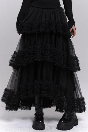 Brown Fluffy Cake Skirt