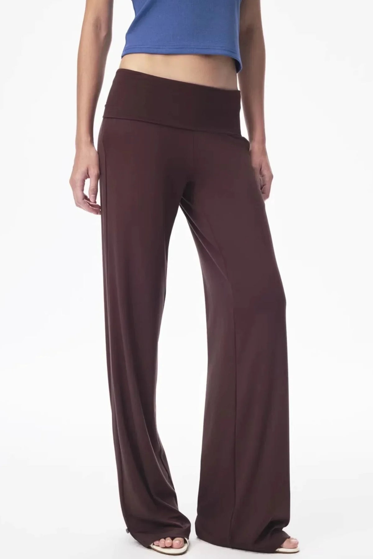 Brown Knit Slim-Fit Pants