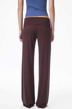 Brown Knit Slim-Fit Pants