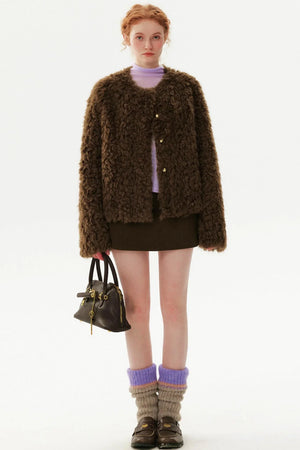Brown Retro Woolen Skirt