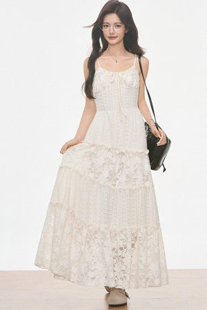 Brown Suede Jacket and Lace Dress Set-Up