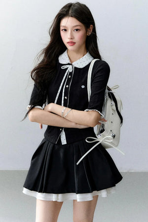 Brown Sugar Doll Collar Cardigan Top Set-Up