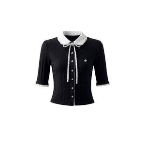 Brown Sugar Doll Collar Cardigan Top Set-Up