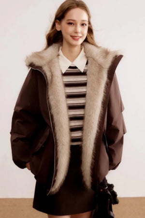 Brown Woolen A-Line Skirt