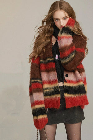 Brushed Color Stripe Cardigan