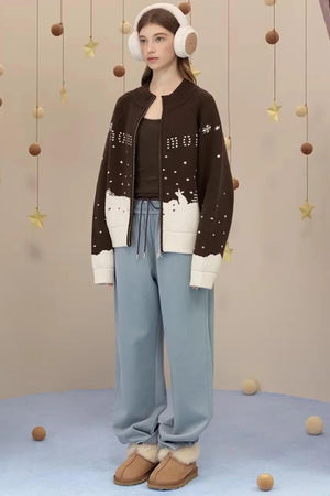 Brushed Fabric Printed Pants