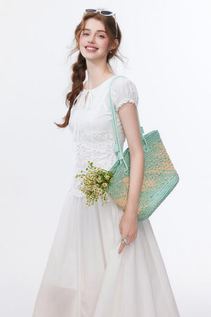 Bubble Sleeve White Dress