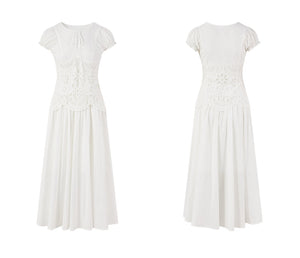 Bubble Sleeve White Dress