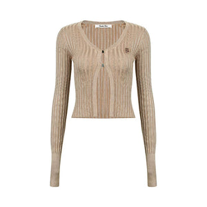 Buckle Placket Khaki Cardigan Top