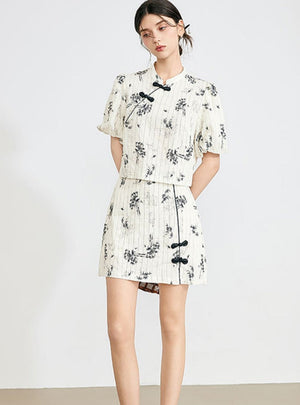 Buckle Shirt Skirt Set