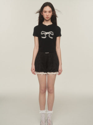 Butterfly Detail Lace Shorts Pants