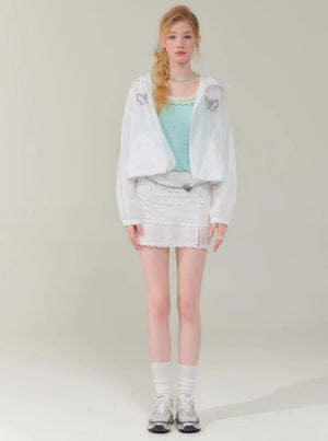Butterfly Embroidery Hooded Jacket