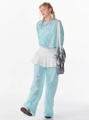 Butterfly Embroidery Hooded Jacket Set-Up